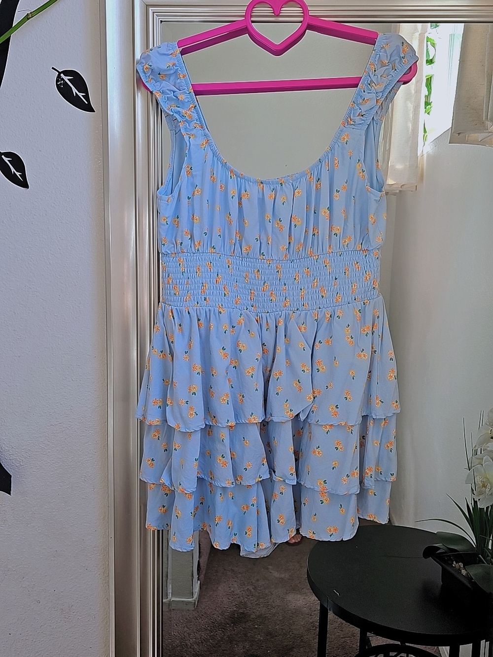 No Boundaries Light Blue Tiered Floral Sundress